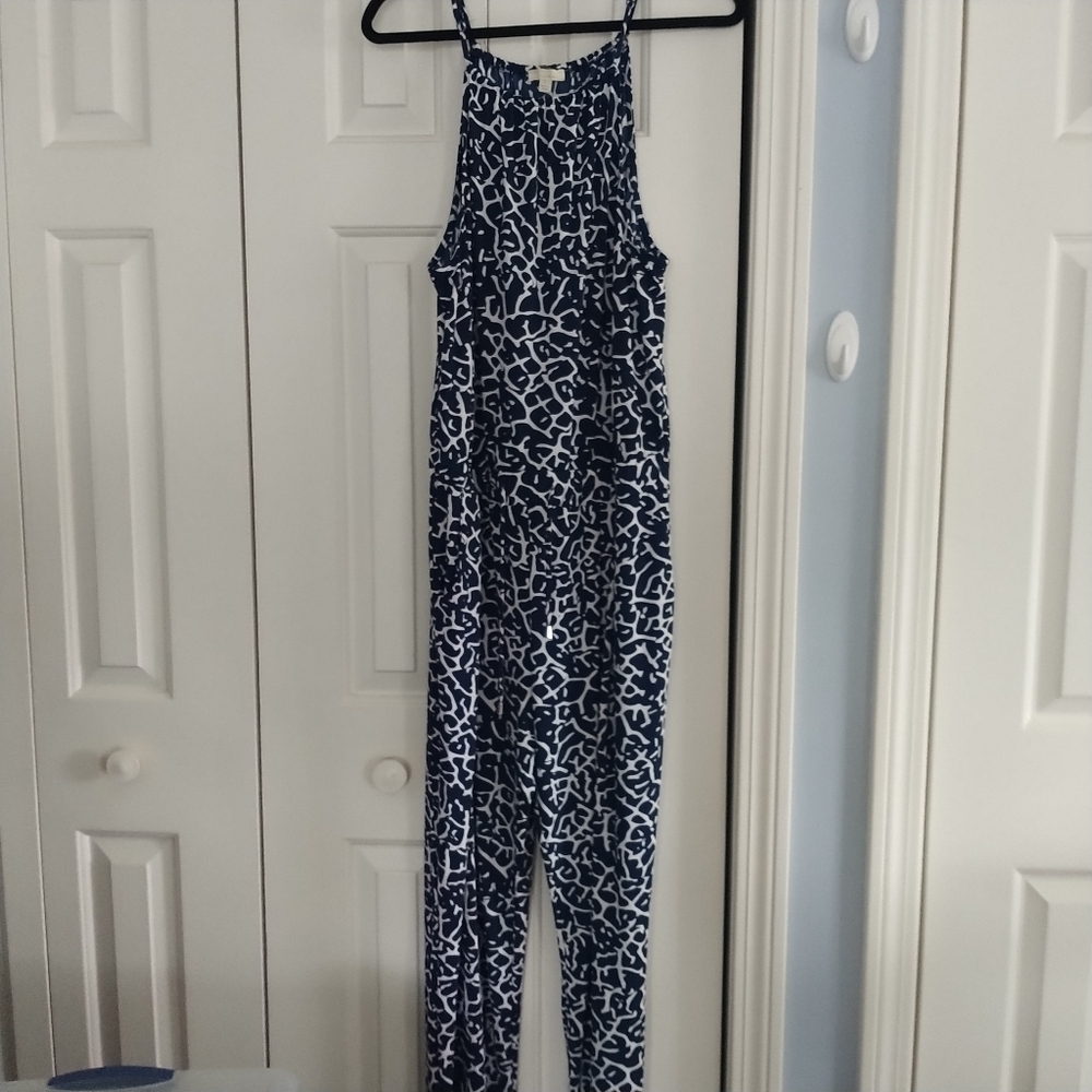 Sandiva Navy/White Jumpsuit Beach Coverup L